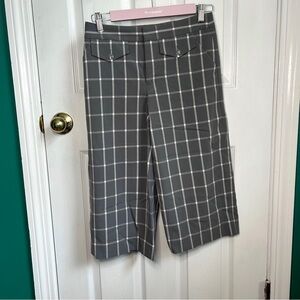 Anthropologie Cartonnier high waist wide leg capri pants gray gridlock size 0